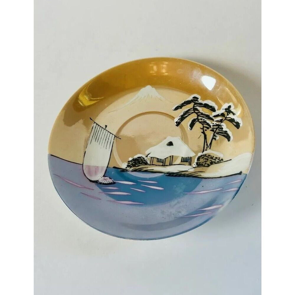 Antique Lusterware Hand-Painted Tea Saucer from‎ Japan - Saucer Only